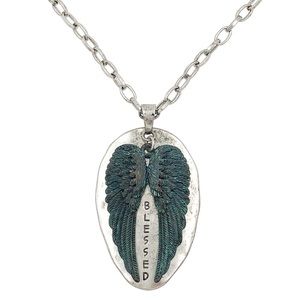 2-Tone Blessed Angel Wings Long Chain Necklace